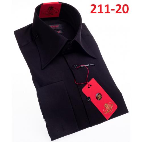 Axxess Black Cotton Modern Fit Dress Shirt With Button Cuff 211-20.